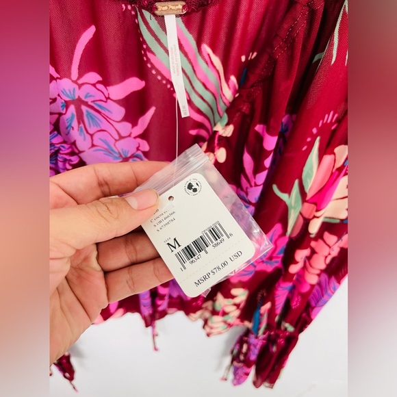 NWT Free People Of Paradise Floral Bell Sleeve Sheer Blouse - Picture 3 of 7